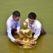 การทำหอพระอุปคุตในงานแจกข้าว